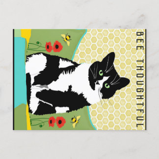 Bee Thoughtful Cat Holiday Postcard