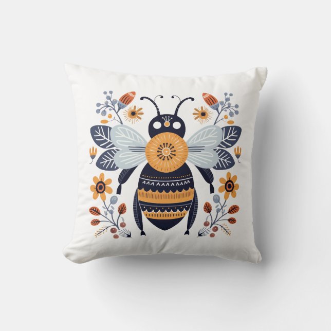 Bee Throw Pillow 16" x 16" (Front)