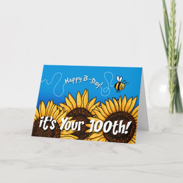 bee trail sunflower - 100 years old card (Front)