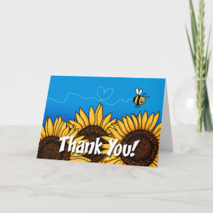 bee trail sunflower - thank you card