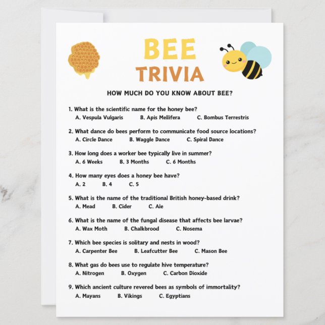 Bee Trivia Game (Front)