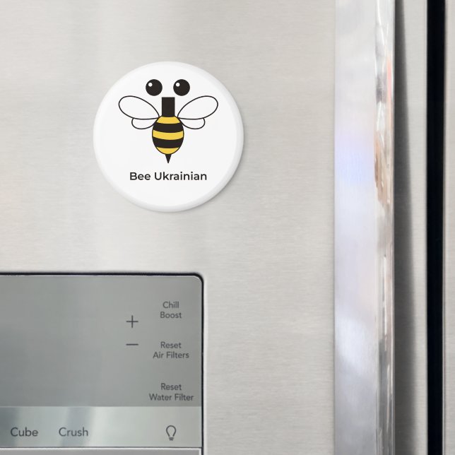 Bee Ukrainian Cute Minimalist Round Magnet (In Situ (Fridge))