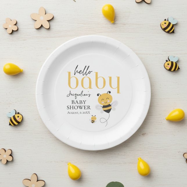Bee-utiful Celebrations: Hello Baby Bee Shower Paper Plate (Bee-utiful Celebrations: Hello Baby Bee Shower Paper Plates)