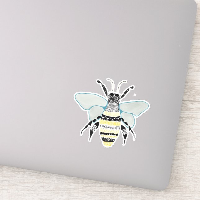 Bee Vinyl Cut Sticker Zen Doodle (Detail)