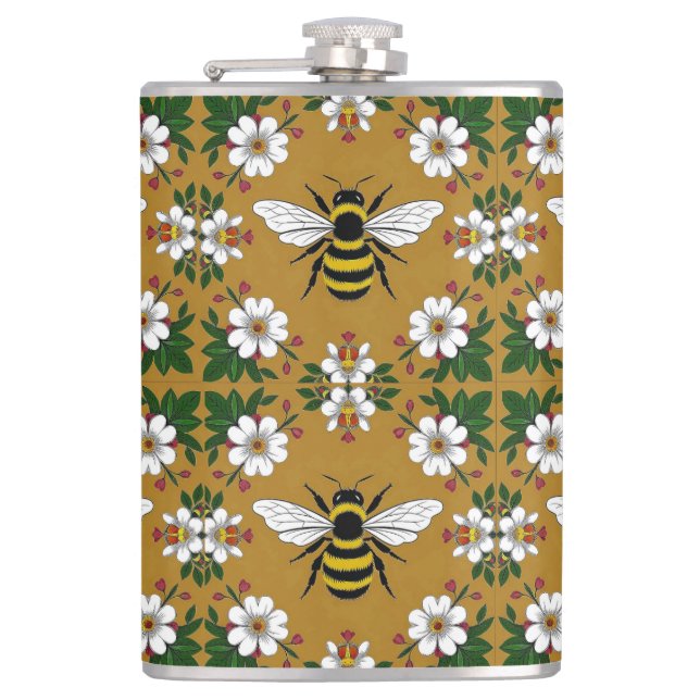 Bee Vinyl Wrapped Flask (Front)