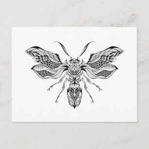 Bee-Wasp Tattoo Postcard