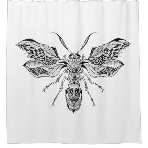 Bee-Wasp Tattoo Shower Curtain