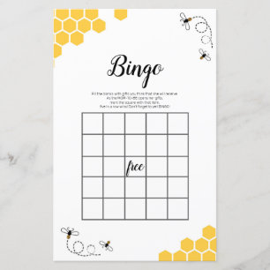 Bee Watercolor Bingo Game