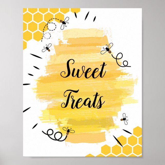 Bee watercolor Sweet Treats sign (Front)