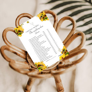 Bee Wedding shoe game bachelorette party game Card