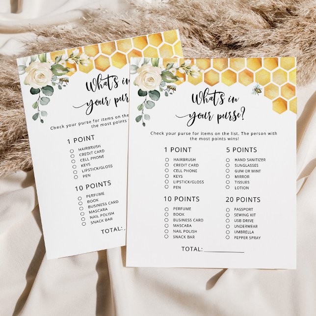 Bee What's in your purse baby shower game (Creator Uploaded)