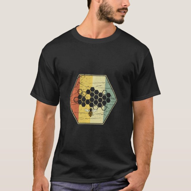 Bee Whisperer Honeycomb  Retro Bee Hive Beekeeper  T-Shirt (Front)