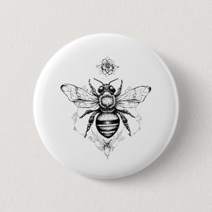 Bee Wild Animal Nature Illustration Art Tattoo 6 Cm Round Badge