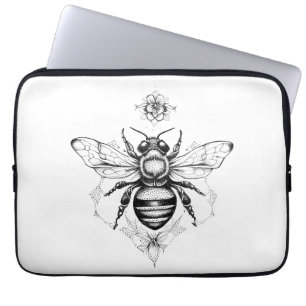 Bee Wild Animal Nature Illustration Art Tattoo Laptop Sleeve