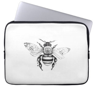 Bee Wild Animal Nature Illustration Art Tattoo Laptop Sleeve