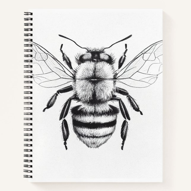 Bee Wild Nature Animal Illustration Art Drawing Notebook (Front)