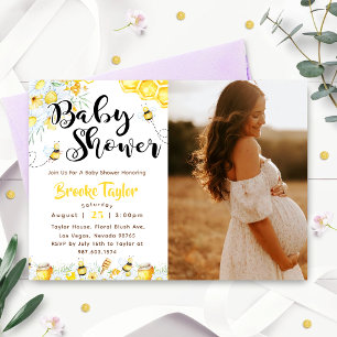 Bee Wildflower Baby Shower Photo Invitation