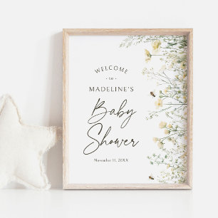 Bee Wildflower Baby Shower Welcome Sign