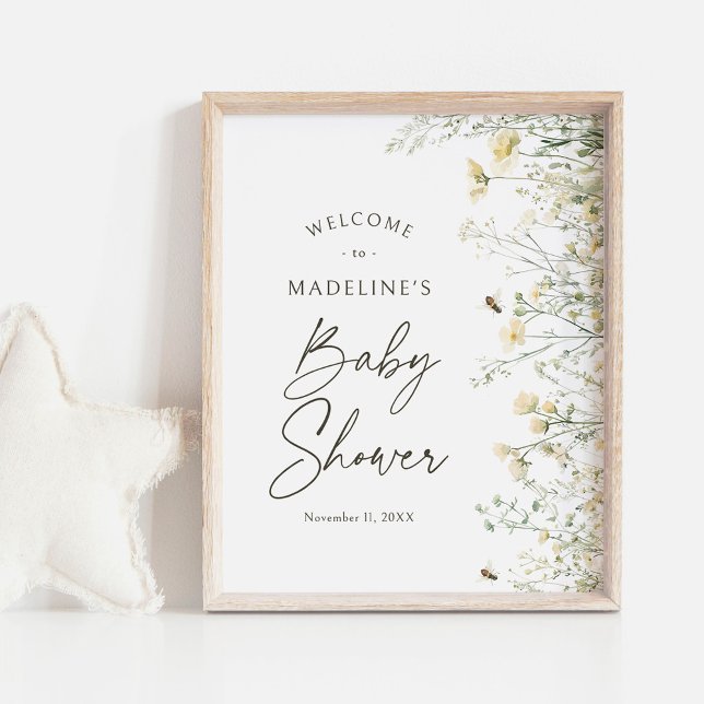 Bee Wildflower Baby Shower Welcome Sign (Creator Uploaded)