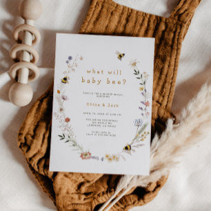 Bee Wildflower Gender Reveal Invitation
