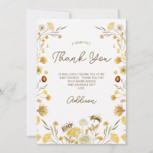 Bee Wildflowers Baby Shower Thank You Card