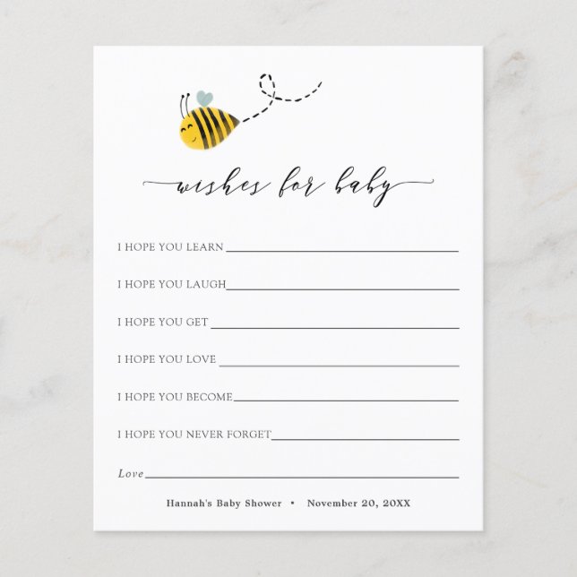 Bee Wishes for Baby Card (Front)