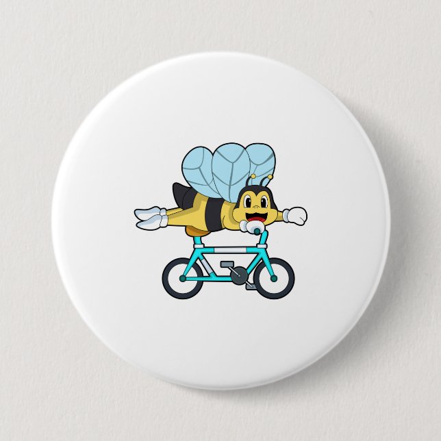 Bee with Bicycle 7.5 Cm Round Badge (Front)