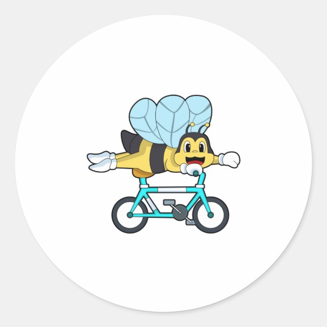 Bee with Bicycle Classic Round Sticker (Front)