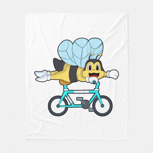 Bee with Bicycle Fleece Blanket (Front)