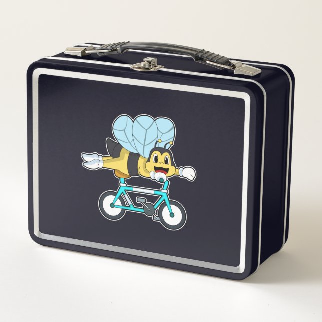 Bee with Bicycle Metal Lunch Box (Front)