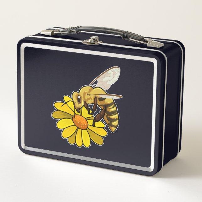 Bee with Blossom Metal Lunch Box (Front)