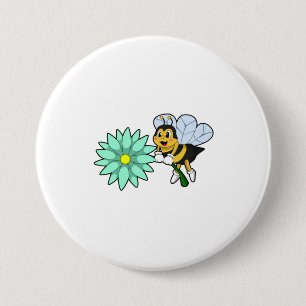 Bee with Flower.PNG 7.5 Cm Round Badge