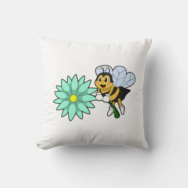 Bee with Flower.PNG Cushion (Front)