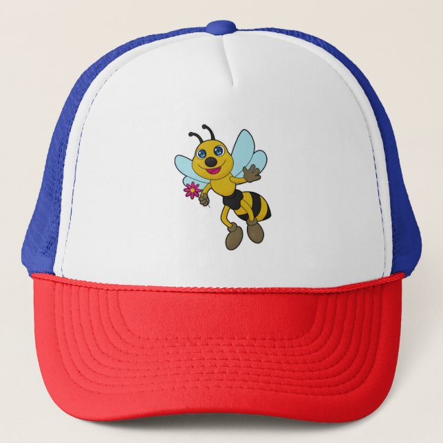 Bee with Flower Trucker Hat (Front)