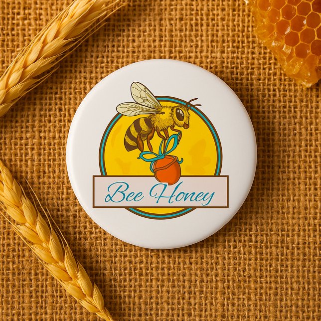 Bee With Honey Jar Vintage Beekeeper 7.5 Cm Round Badge (Creator Uploaded)