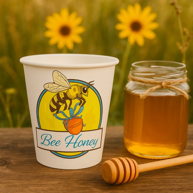 Bee With Honey Jar Vintage Beekeeper Paper Cups (Creator Uploaded)