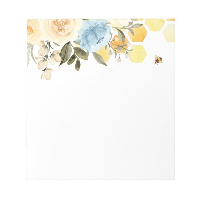 Bee with Honeycomb and Flowers Notepad (Front)