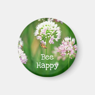 Bee with Purple Allium Garden Flower Motivational Magnet