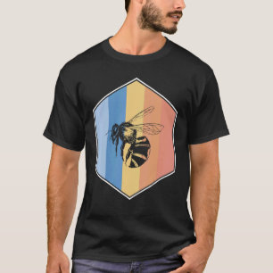 Bee With Retro Colours In A Hexagon T-Shirt