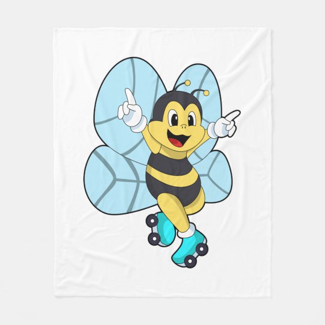 Bee with Roller skates Fleece Blanket (Front)