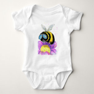 Bee with Sunglasses Funny Baby Bodysuit
