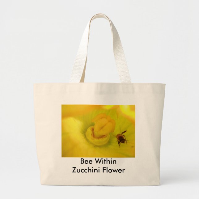 Bee Within Zucchini Flower Large Tote Bag (Front)