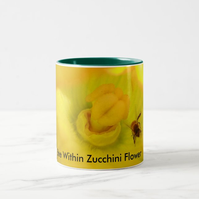 Bee Within Zucchini Flower Two-Tone Coffee Mug (Center)