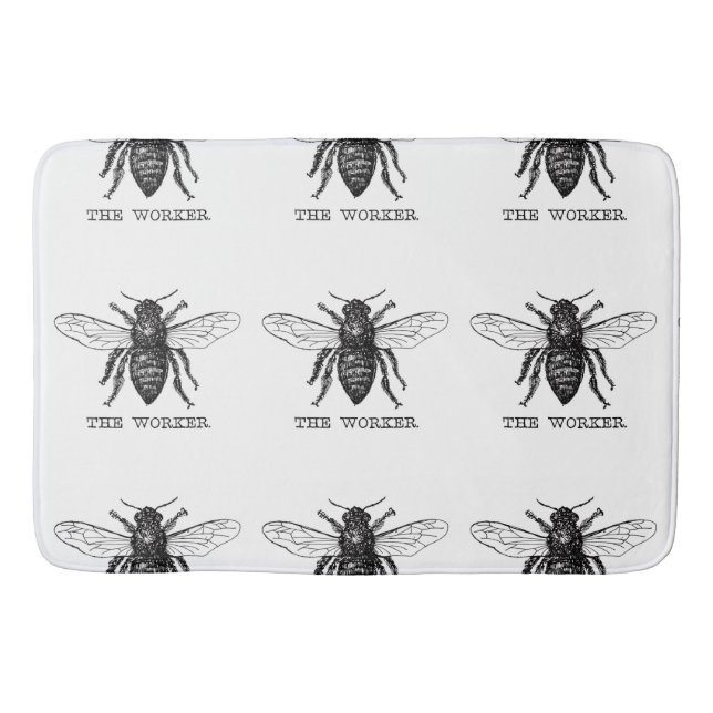 Bee Worker Honey Black Bumblebee Bath Mat (Front)