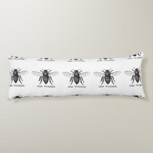 Bee Worker Honey Black Bumblebee Body Cushion (Back)