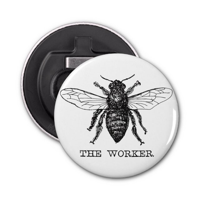 Bee Worker Honey Black Bumblebee Bottle Opener (Front)