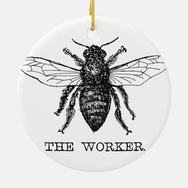 Bee Worker Honey Black Bumblebee Ceramic Tree Decoration (Back)