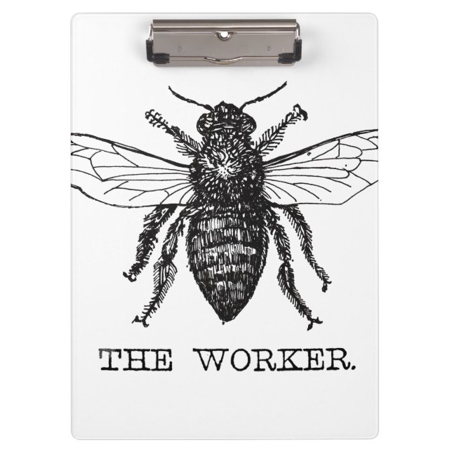 Bee Worker Honey Black Bumblebee Clipboard (Front)