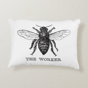 Bee Worker Honey Black Bumblebee Decorative Cushion