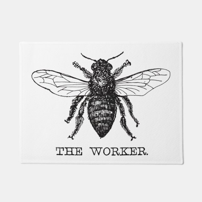 Bee Worker Honey Black Bumblebee Doormat (Front)
